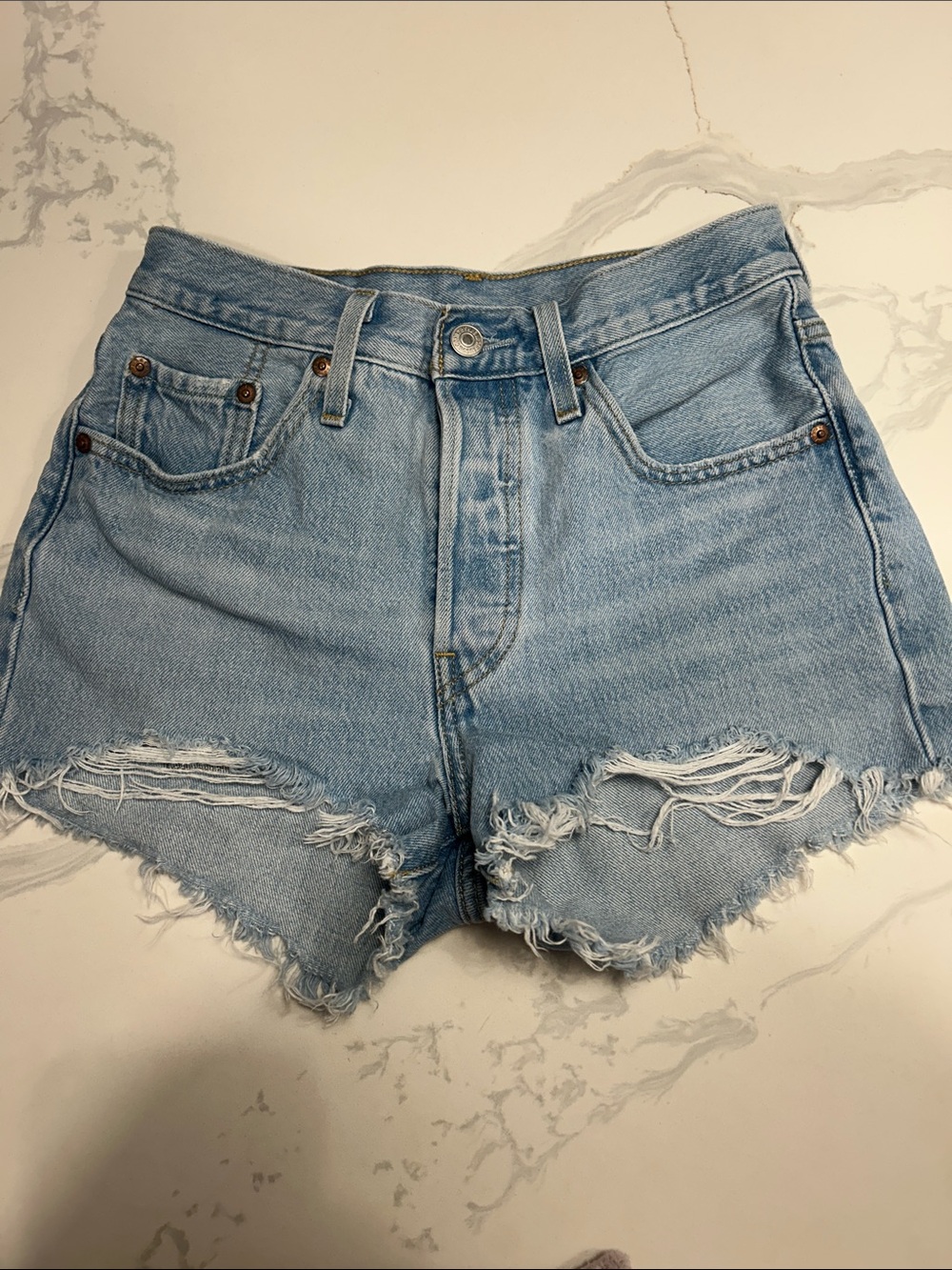 LEVI 501 Light Wash High-Rise Denim Shorts